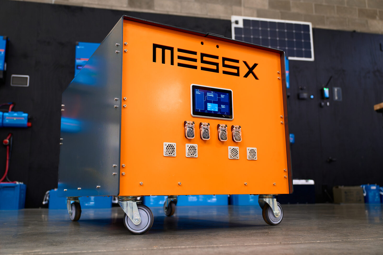 MESSX 10K mobile energy storage system with live Victron touchscreen